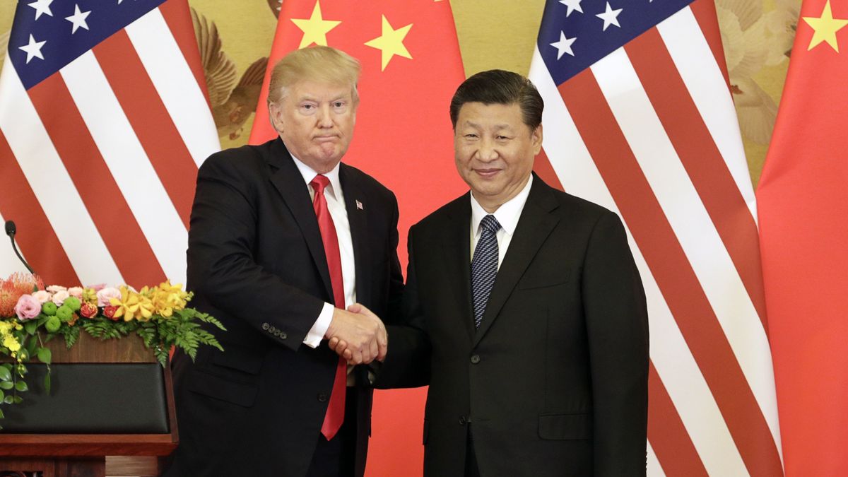 File: U.S. President Donald Trump's Second Year In The Oval OfficeFILE: U.S. President Donald Trump, left, and Xi Jinping, China's president, shake hands during a news conference at the Great Hall of the People in Beijing, China, on Thursday, Nov. 9, 2017.  Sunday, January 20, 2019, marks the second anniversary of U.S. President Donald Trump's inauguration. Our editors select the best archive images looking back over Trumps second year in office. Photographer: Qilai Shen/Bloomberg via Getty ImagesBloombergEast Asian, Americas, Government, News Conference, Press, U.S.A., USA, Presser, Business Finance and Industry