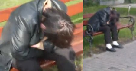 Maleńczuk pijany w trupa na ławce?