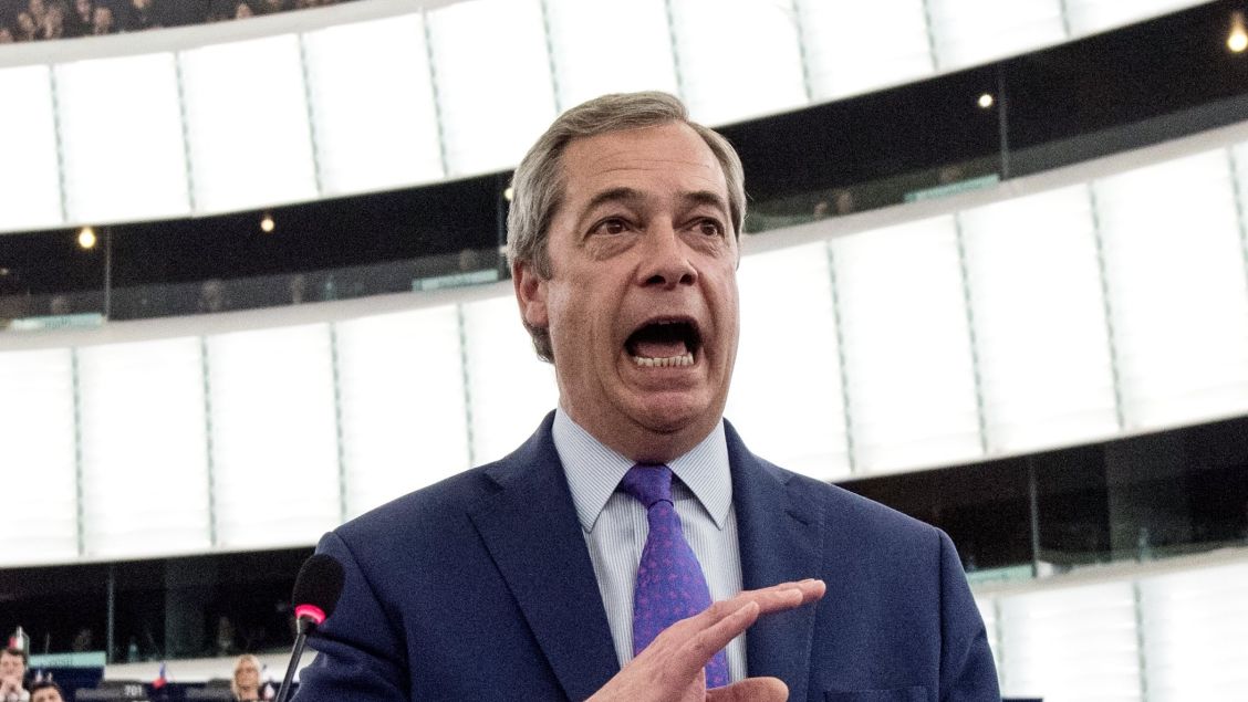 Główny orędownik Brexitu Nigel Farage z Grupy Europy Wolności i Demokracji Bezpośredniej