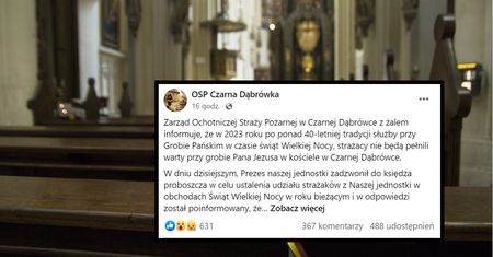 Proboszcz domaga się pieniędzy. Strażacy nie wytrzymali