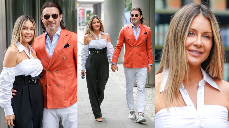 Małgorzata Rozenek i Radosław Majdan przed studiem "Dzień Dobry TVN"