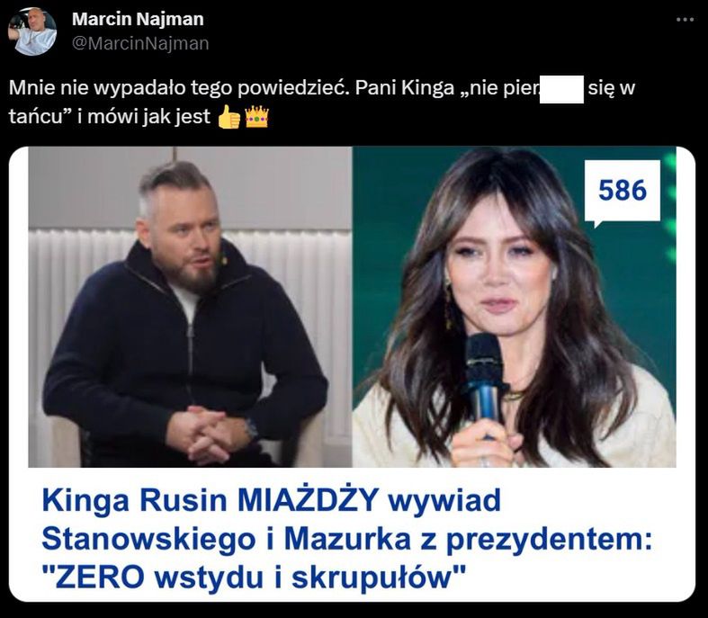 Na zdjęciu: wpis Marcina Najmana