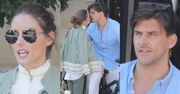 Wystylizowana Olivia Palermo całuje męża na do widzenia