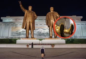 Złoty posąg Trumpa. Skojarzył się z pomnikami w Korei Północnej