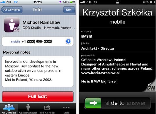 Contact Whisper - rodzima aplikacja w App Store dla lubiących dzwonić