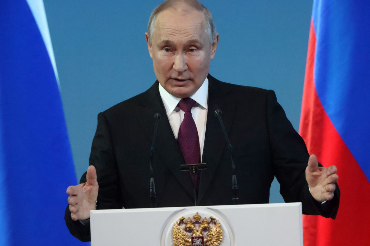 Władimir Putin przemawia do narodu.