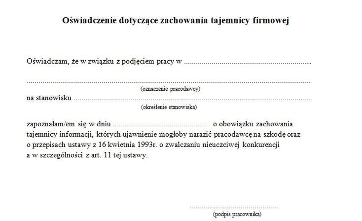 Wzór oświadczenia do pobrania