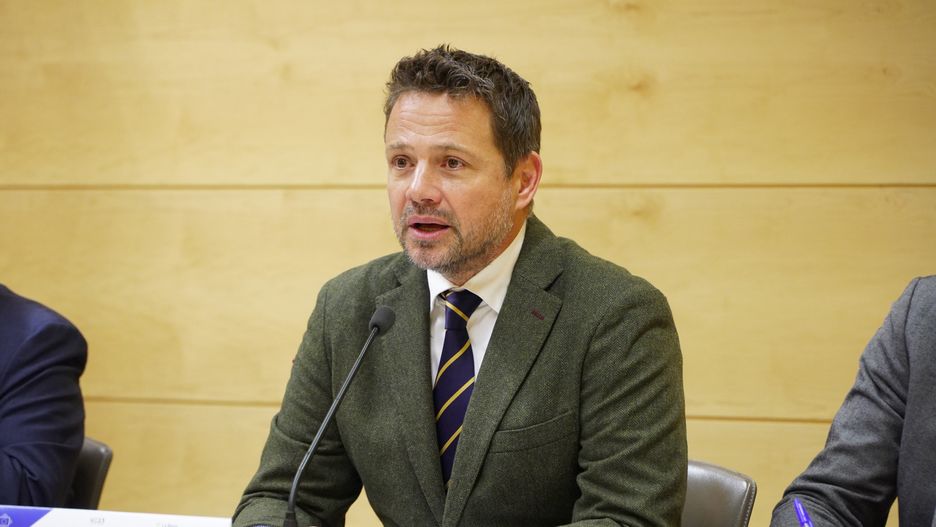 LOGROÑO, LA RIOJA, SPAIN - OCTOBER 31: The Mayor of Warsaw and President of the CoR Commission for Environment, Climate Change and Energy (ENVE), Rafal Trzaskowski, during a press conference on the occasion of the Extraordinary Bureau of the European Committee of the Regions, in Riojaforum, on 31 October, 2023 in Logroño, La Rioja, Spain. The meeting focuses on rural development, demographic challenges and innovation in the agri-food sector. The CoR Bureau is the highest decision-making body of this EU advisory body and is composed of representatives of European regions and cities. (Photo By Alberto Ruiz/Europa Press via Getty Images)