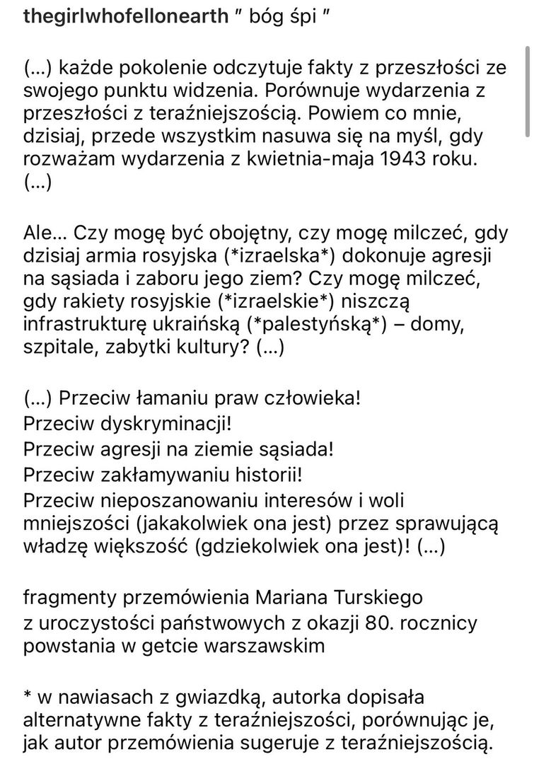 Matylda Damięcka zmieniła przemówienie Mariana Turskiego