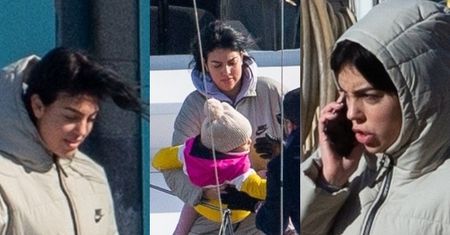 Rozczochrana Georgina Rodriguez przerzuca dzieci na prywatny jacht i łamie covidowe restrykcje (ZDJĘCIA)