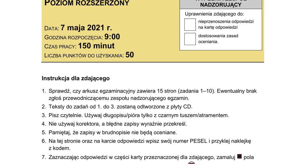 Matura 2021 - angielski rozszerzony. Arkusz CKE