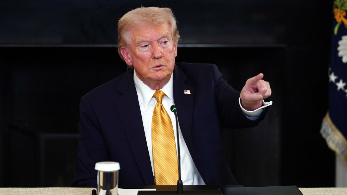 US President Donald Trump during an announcement on the Homeland Security Task Force in the State Dining Room of the White House in Washington, DC, US, on Thursday, Oct. 23, 2025. US President Donald Trump and Chinese President Xi Jinping will meet next Thursday on the sidelines of the Asia-Pacific Economic Cooperation summit, as the leaders of the world's two largest economies look to deescalate a simmering trade war. Photographer: Will Oliver/EPA/Bloomberg via Getty Images