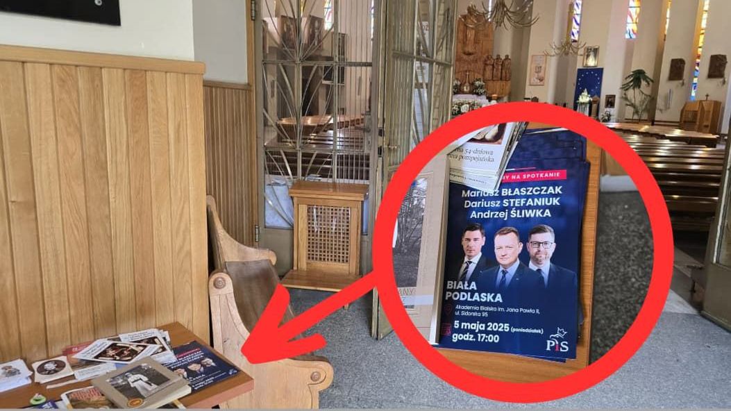 Ulotki wyborcze w kościele