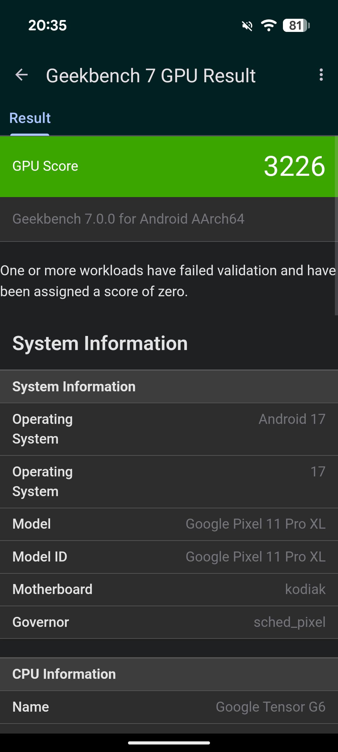 Pixel 11 Pro XL - benchmarki