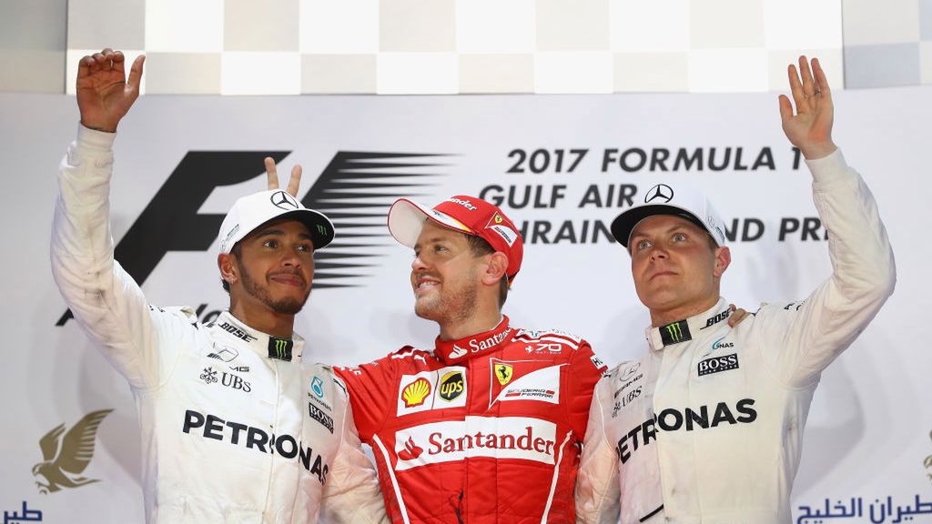 Lewis Hamilton, Sebastian Vettel i Valtteri Bottas