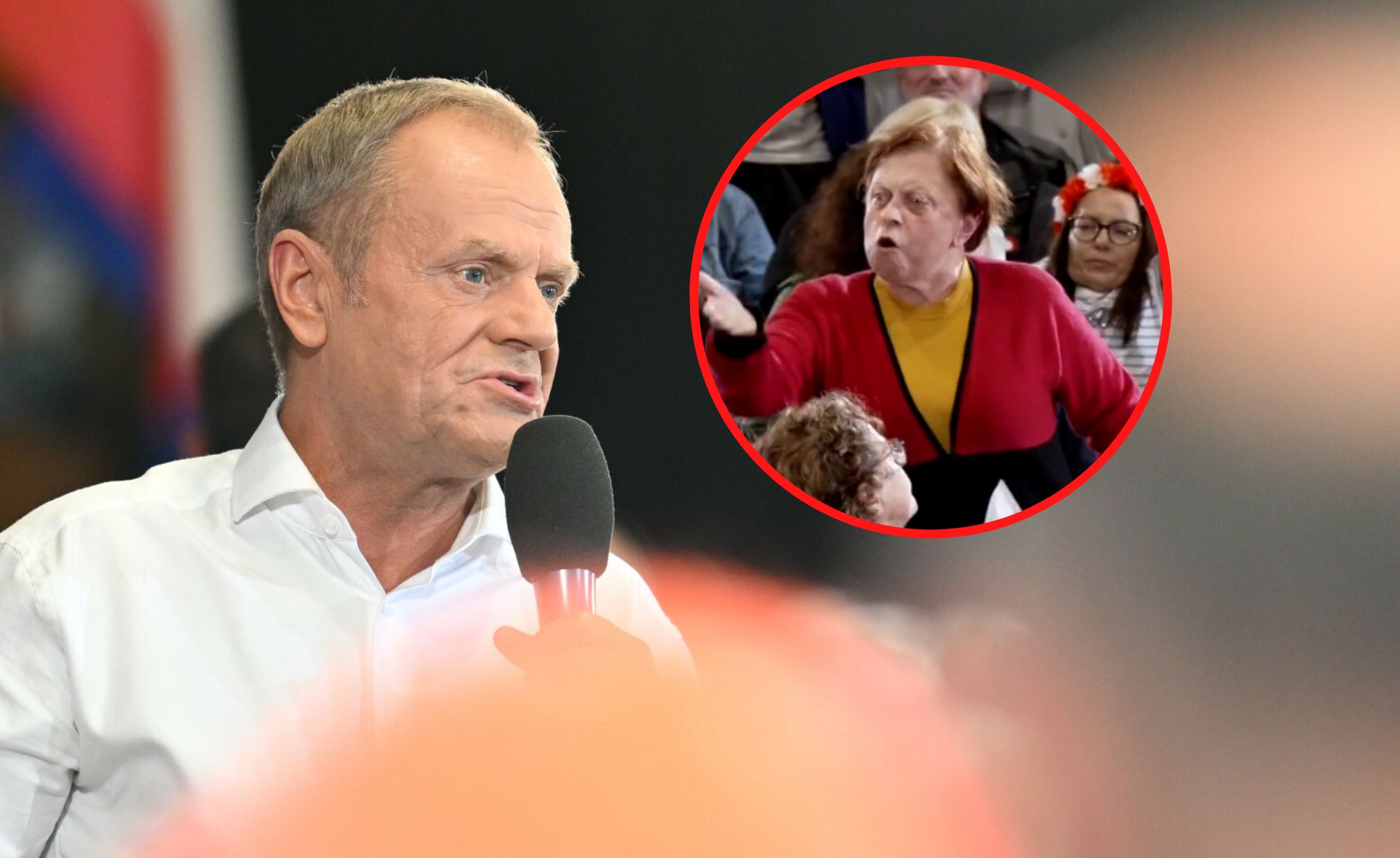 Krzyki na wiecu Tuska w Koninie 
