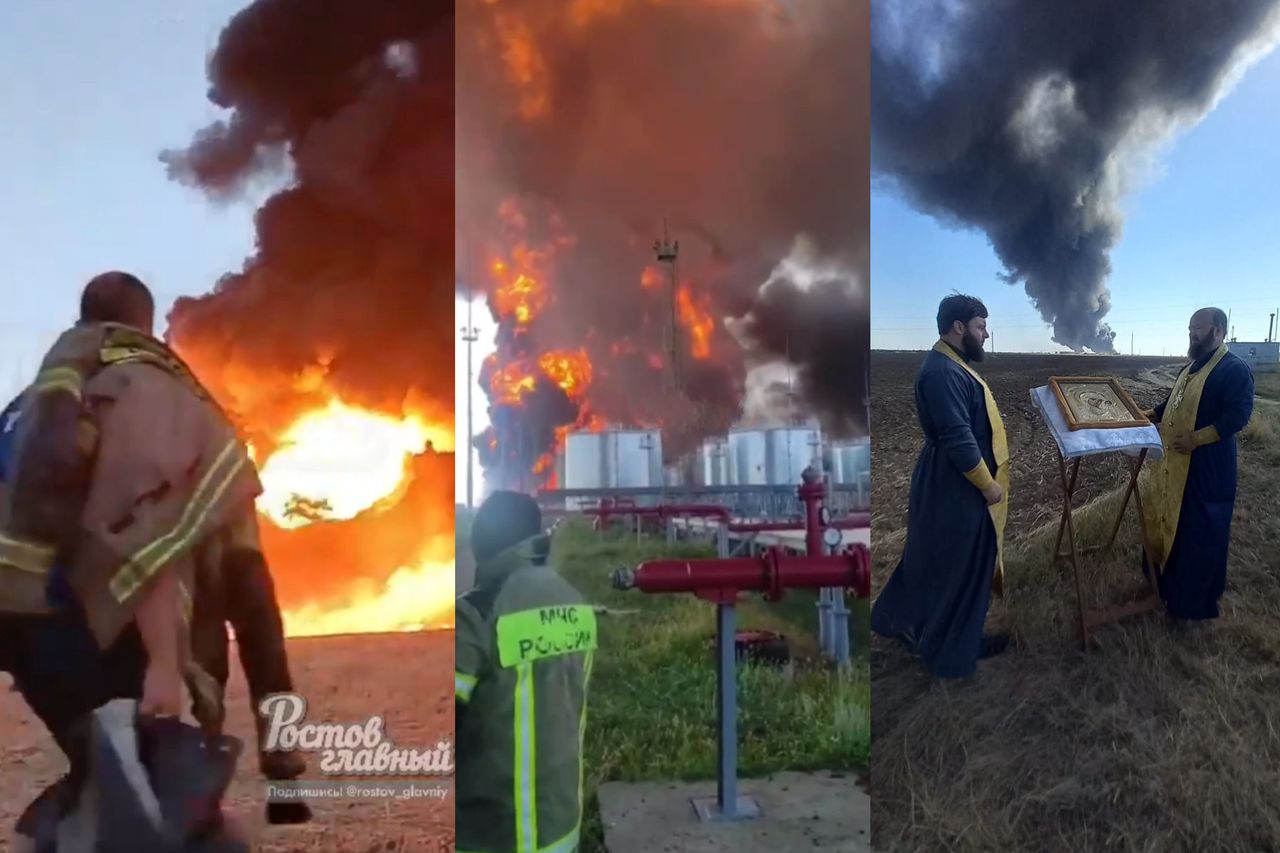 Catastrophic fire at an oil base in Russia