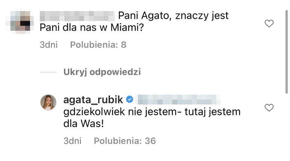 Komentarze pod postem Agaty Rubik