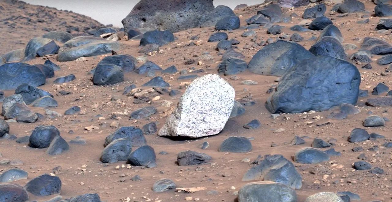 The rock discovered by the Perseverance rover stands out from other Martian rocks.