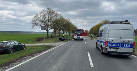 Wypadek na DK32 koło Sulechowa. Jedna osoba ranna, droga zablokowana