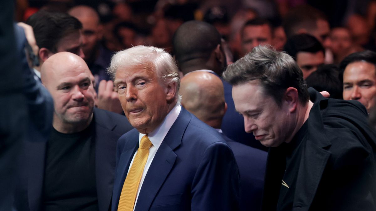 President Trump Attends UFC Title Fight
MIAMI, FLORIDA - APRIL 12: U.S. President Donald Trump prepares to watch the Ultimate Fighting Championship (UFC) with UFC CEO Dana White and Elon Musk at the Kaseya Center on April 12, 2025 in Miami, Florida. The Trump administration issued a rule late Friday that spared smartphones, computers, semiconductors, and other electronics from some of the tariffs they have enacted. (Photo by Joe Raedle/Getty Images)
Joe Raedle
