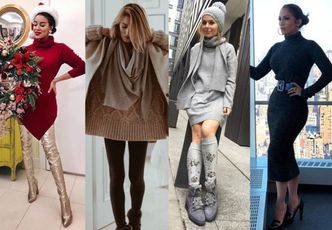 Ciepłe swetrowe sukienki - najlepsze stylizacje