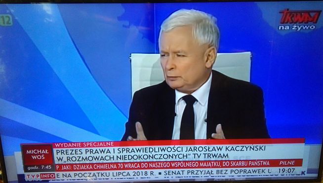 Jarosław Kaczyński w TV Trwam. Wywiad transmitowała TVP Info