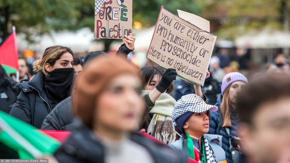 Demonstracja propalestyńska w Krakowie