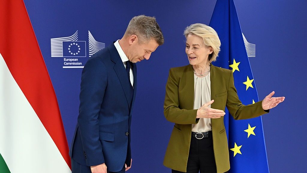 Hungarian PM Peter Magyar meets Ursula von der Leyen in Brussels
BRUSSELS, BELGIUM - APRIL 29: Hungarian Prime Minister Peter Magyar (L) meets with European Commission President Ursula von der Leyen (R) in Brussels, Belgium, on April 29, 2026. (Photo by Dursun Aydemir/Anadolu via Getty Images)
Anadolu
eu, political, pol, meet, politicians