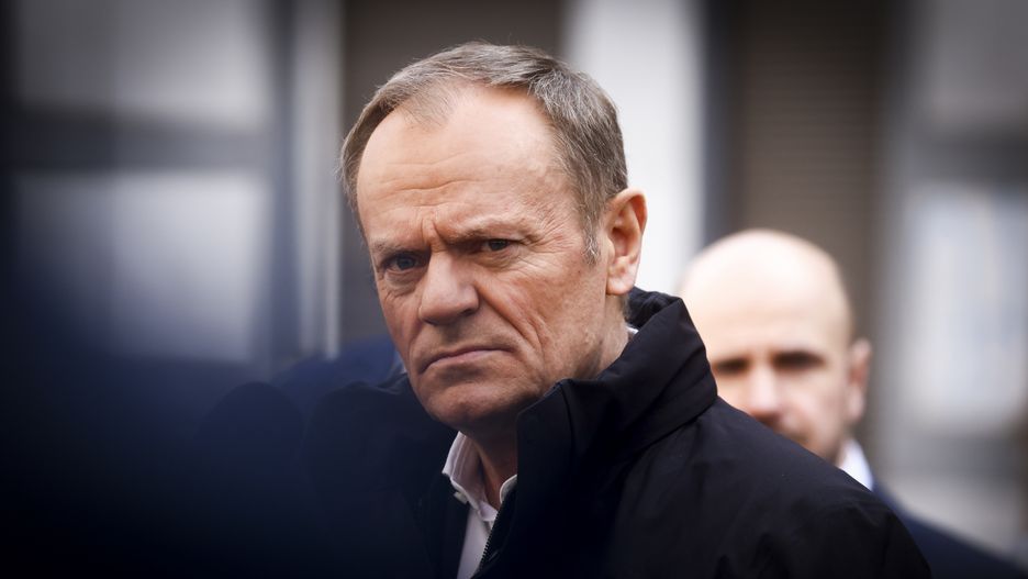 Donald Tusk, the leader of the largest opposition party, Civic Platform (PO), speaks during his visit in Bytom, Silesia region of Poland on March 17. 2023. (Photo by Beata Zawrzel/NurPhoto via Getty Images)