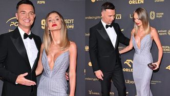 Gala Mistrzów Sportu 2025. Jerzy Mielewski i jego żona zadają szyku na ściance. Młodsza o 9 lat Patrycja wyeksponowała głęboki dekolt