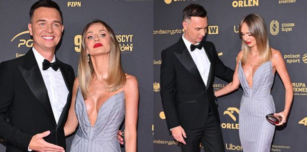 Gala Mistrzów Sportu 2025. Jerzy Mielewski i jego żona zadają szyku na ściance. Młodsza o 9 lat Patrycja wyeksponowała głęboki dekolt