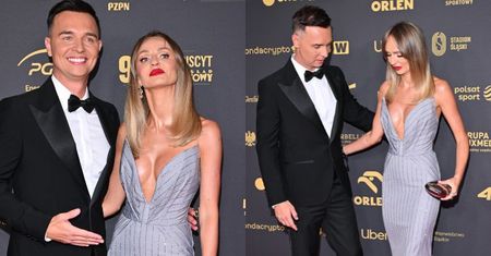 Gala Mistrzów Sportu 2025. Jerzy Mielewski i jego żona zadają szyku na ściance. Młodsza o 9 lat Patrycja wyeksponowała głęboki dekolt
