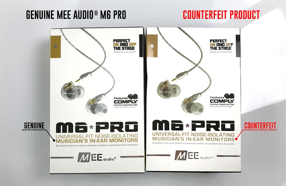 Oryginalne opakowanie posiada pogrubiony napis: „Musician's in-ear monitors”