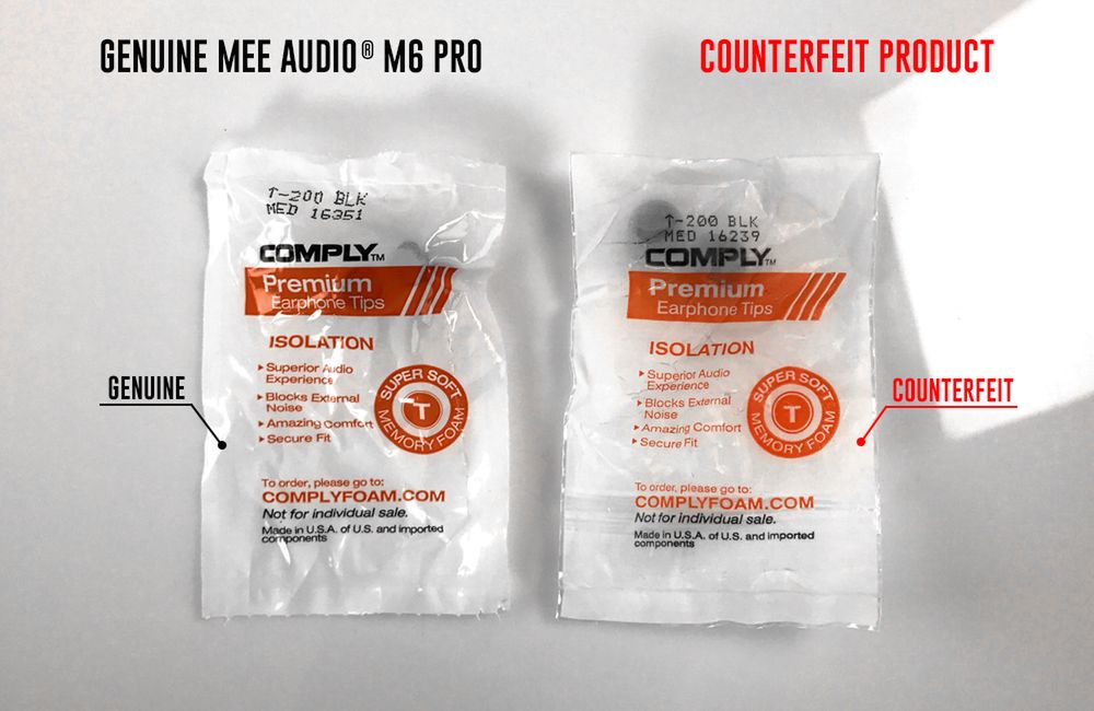 Nadruk na oryginalnym opakowaniu wkładek Comply wpada w brąz