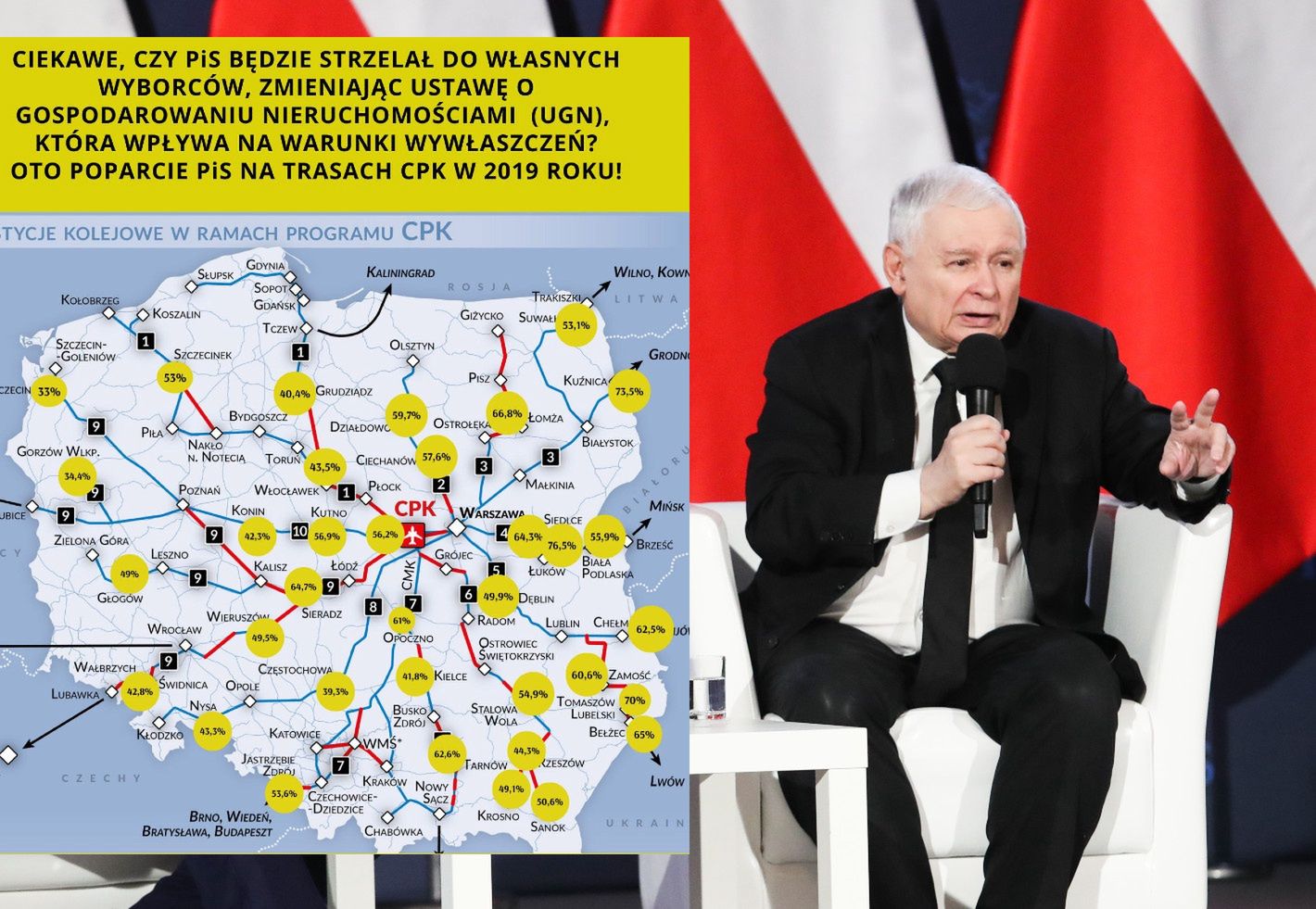 Ta mapa ma wstrząsnąć wierchuszką PiS. Czy dla CPK będą odbierać domy własnym wyborcom?