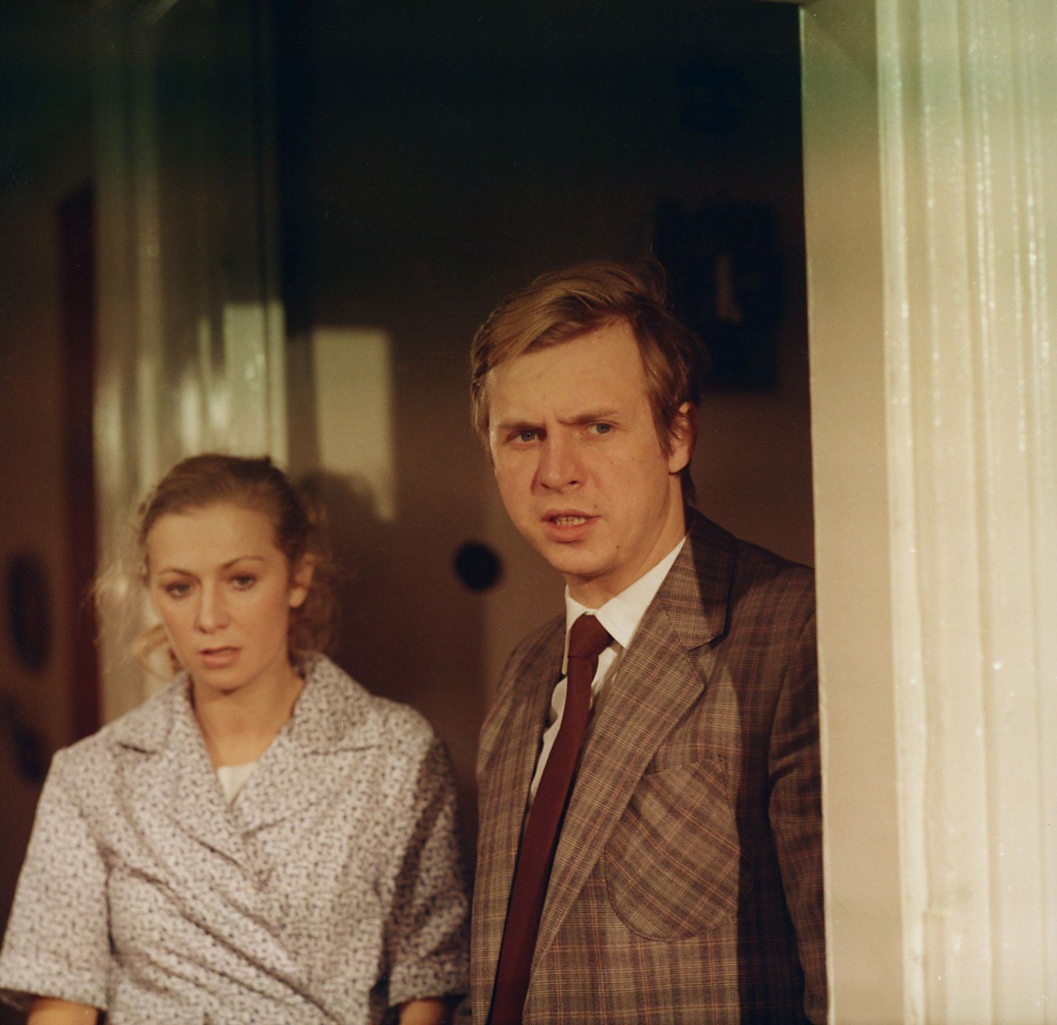 Halina Rowicka i Tomasz Borkowy na planie serialu &#34;Dom&#34;