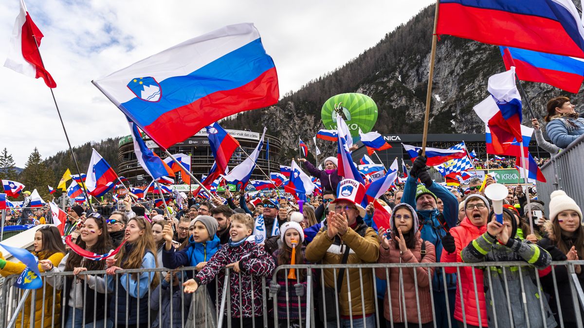 PLANICA, SLOVENIA - APRIL 02: Fans during the Individual HS240 at the FIS World Cup Ski Flying Men Planica on April 2, 2023 in Planica, Slovenia. (Photo by Jurij Kodrun/Getty Images)