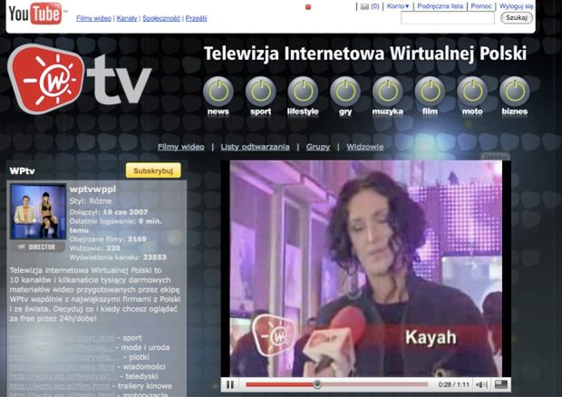 Telewizja Wirtualnej Polski na YouTube