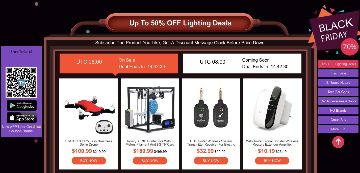 Strona sklepu Tomtop