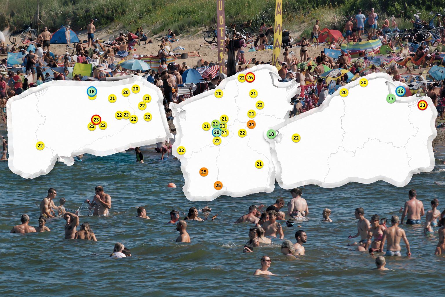 Jezioro Łebsko najcieplejsze w Polsce – 26°C, Bałtyk przy Helu tylko 16°C