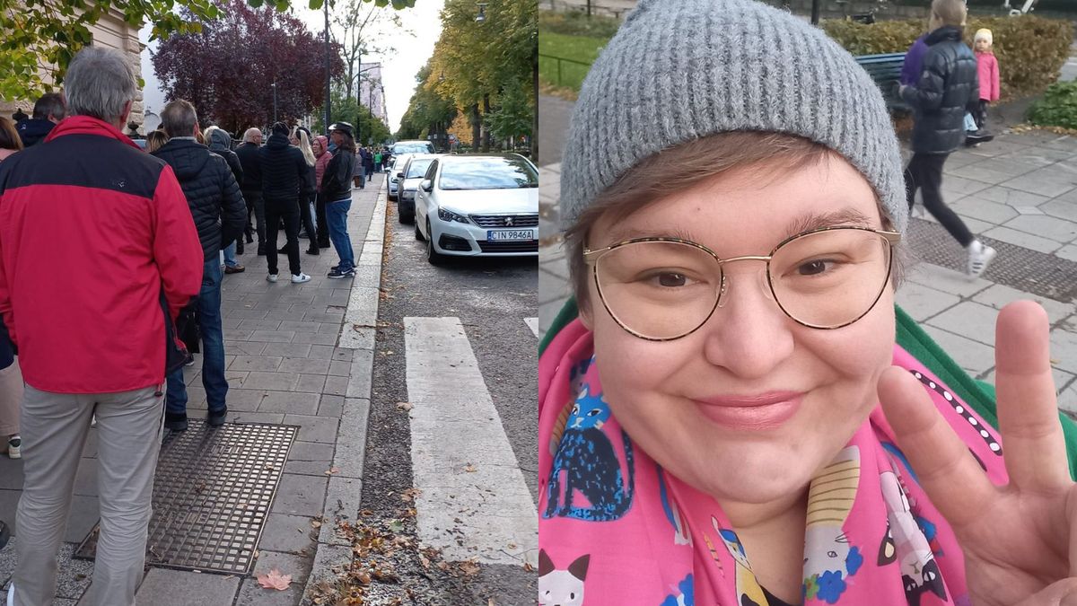 Polka mieszkająca w Sztokholmie pokazała kolejkę do wyborczej urny