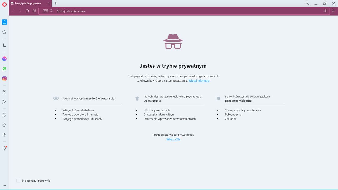 Opera: tryb prywatny zawsze jest bezpieczny