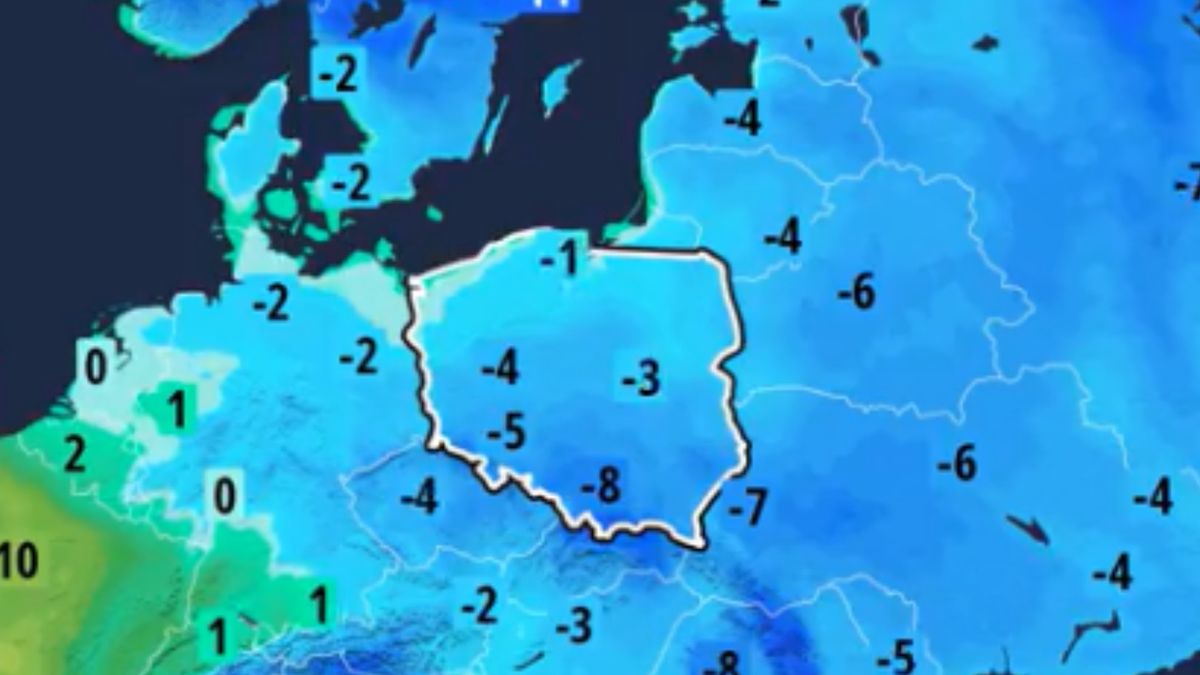 Mapa prognozowanej temperatury w Polsce