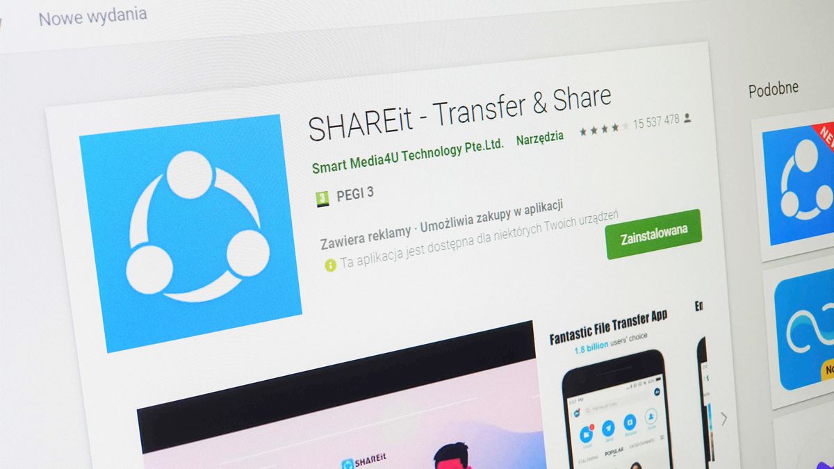 SHAREit ma kilka luk bezpieczeństwa, fot. Oskar Ziomek