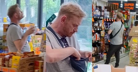 Bartosz Żukowski, czyli Walduś z "Kiepskich", buszuje między alejkami supermarketu