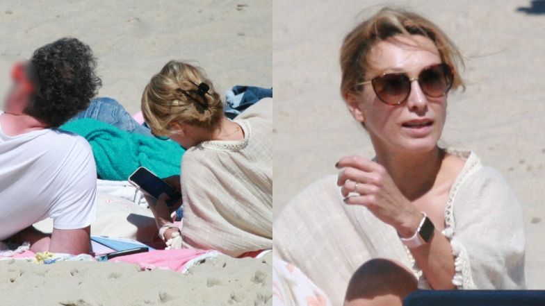 Anna Kalczyńska pije piwo i fotografuje pociechy na plaży w Chałupach