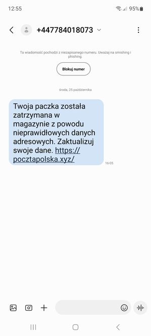 Fałszywy SMS o dostawie