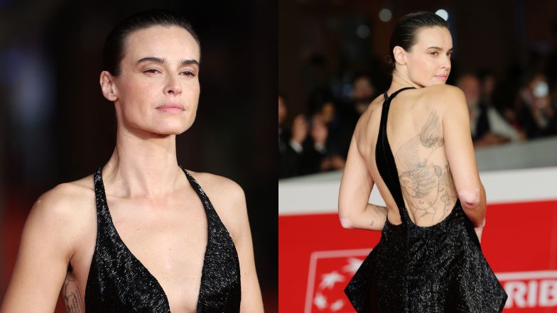 Kasia Smutniak odsłania plecy na czerwonym dywanie w Rzymie