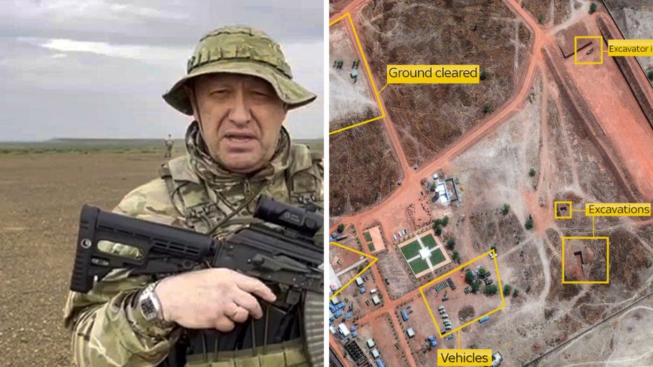 Założyciel Grupy Wagnera Jewgienij Prigożyn i zdjęcia satelitarne bazy w Mali